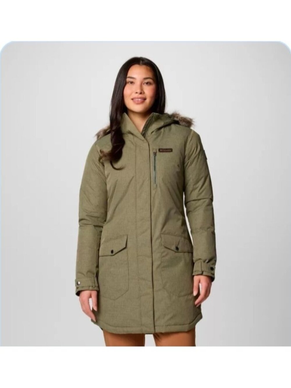 Columbia Omni-Heat Suttle Mountain Long Insulated Parka Jacket Women XL Green